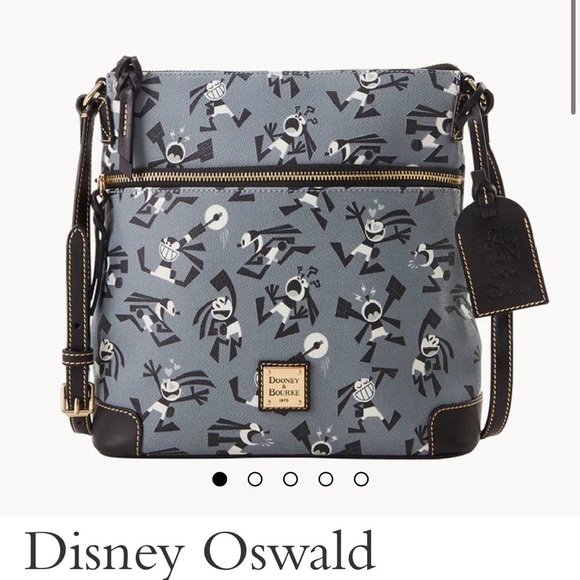 NWT Dooney & Bourke Gray and Black Crossbody with Disney Oswald Print - Picture 4 of 8